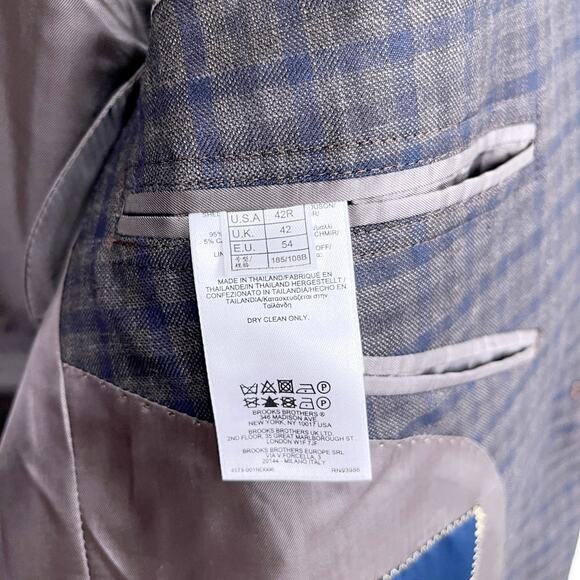 Brooks Brothers E Thomas Regent Sport Coat Brown Plaid Wool Cashmere Mens 42R - Picture 10 of 11